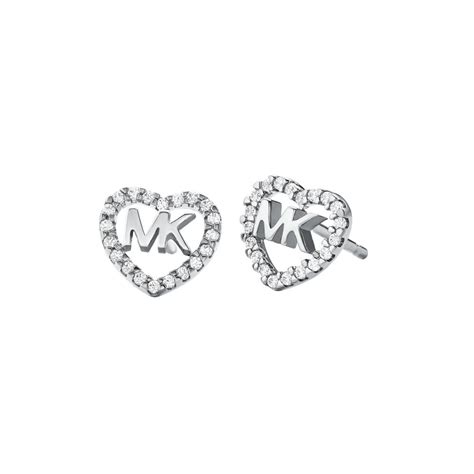 Michael Kors Stainless Steel and Cubic Zirconia Heart Stud 